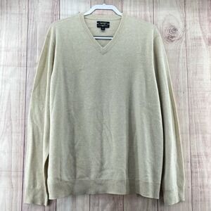 Club Room Mens Estate Cashmere V-Neck Sweater Sz XL Oatmeal Beige Preppy Classic